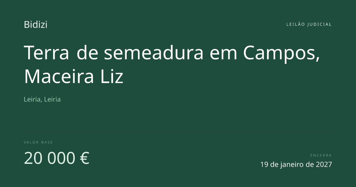 Terreno rústico, Maceira, Leiria — 20 000 € | Bidizi